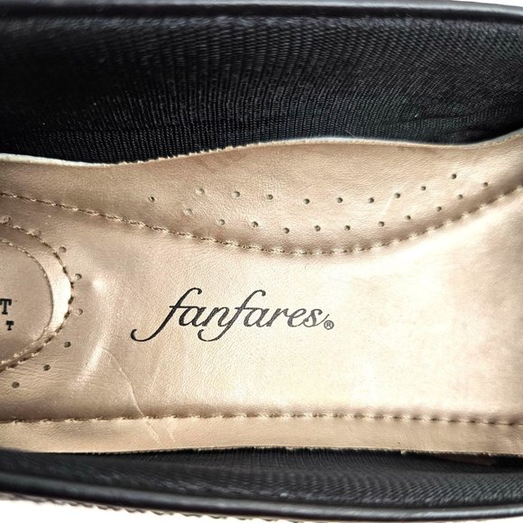 Fanfares Shoes Womens 7.5 Black June Square Toe Low Wedge Heel Slip On - Picture 6 of 10